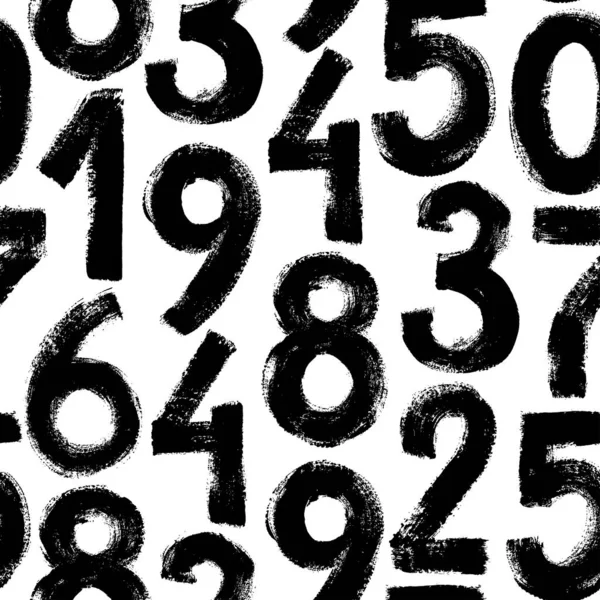 Grunge numbers vector seamless pattern. Grunge dirty painted numbers background. Monochrome vector abstract background. — Stock Vector