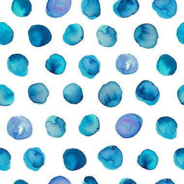 Daireler ve lekeler suluboya kusursuz desen.