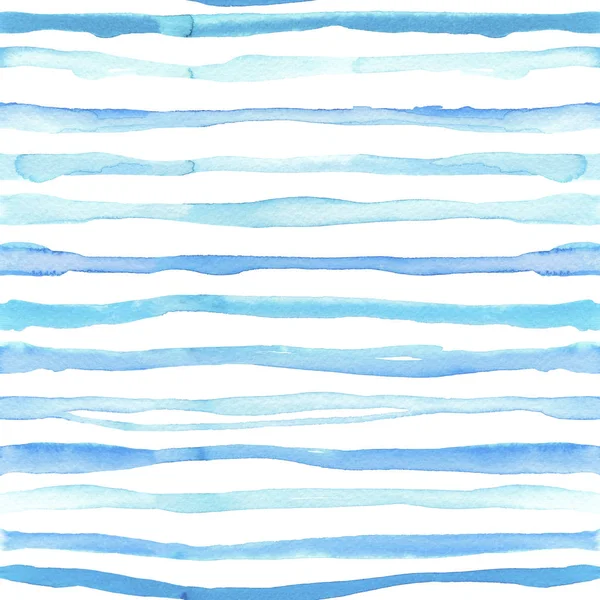 Blauwe aquarelstrepen naadloos patroon. — Stockfoto