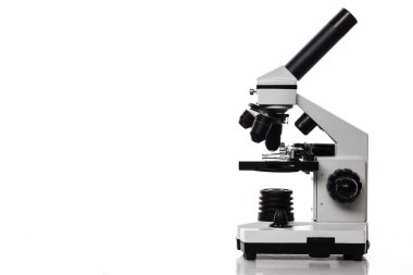 Beyaz arkaplanda mikroskop izole edildi