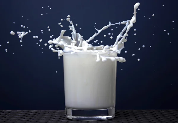 Splashes of milk poured from a glass