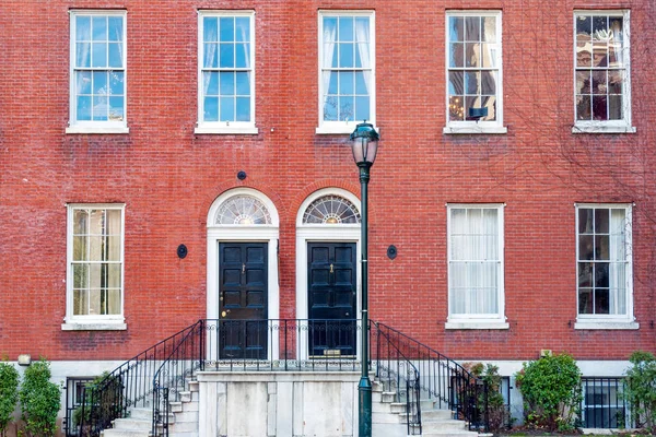 Kleurrijke Bakstenen Herenhuizen Het Washington Plein Philadelphia Center City — Stockfoto