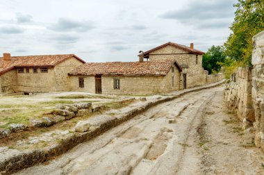 Chufut-Kale, Ortaçağ boyunca Antik taşlı yol mağara Kırım Karaites, Crimea yerleşim