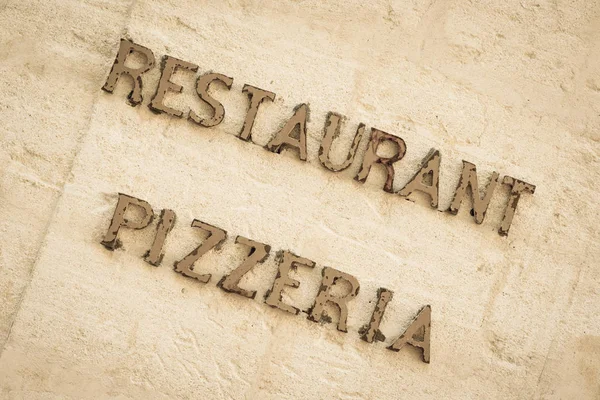 Restaurant Pizzeria Sign Typical Old Italian Building — Stock Photo, Image