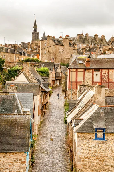 Medieval Rue Jerzual Historic Dinan Brittany France — Stock Photo, Image
