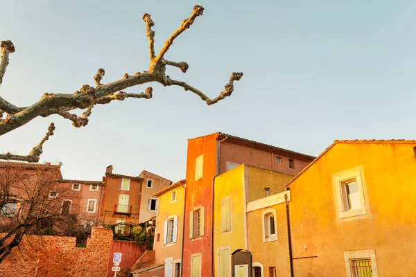 Famous Ochre Colored Houses Roussillon Village Provence Countryside France — Stock Photo, Image