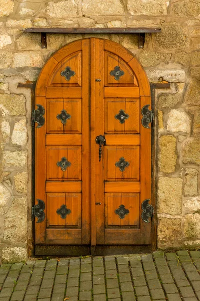 Exquisite Antique Wooden Door Wine Cellar Entrance Tokaj Wine Region — Stock Photo, Image