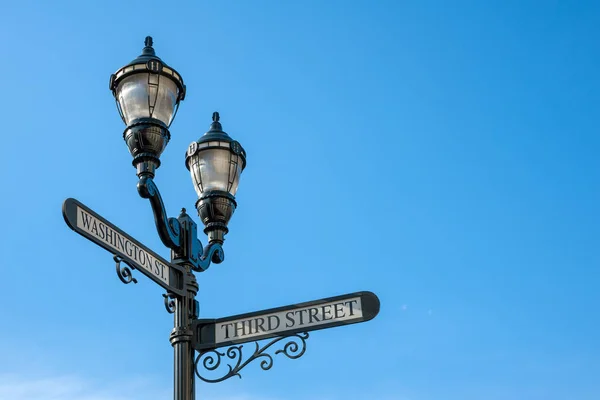 Farola Hierro Antigua Esquina Las Calles Washington Third Centro Hoboken — Foto de Stock