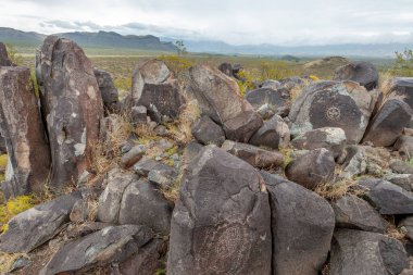 Petroglyph Ulusal Anıtı, New Mexico, Usa 'daki Yerli Amerikan Petroglifleri Koleksiyonu