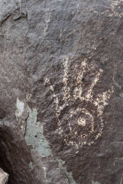 Native American Hand petroglyph in Petroglyph National monument, New Mexico, USA