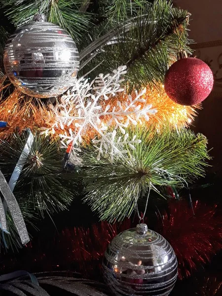 Julgran Dekorationer Nyår — Stockfoto