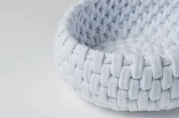 Knitted crochet baskets. Knitting crochet from knitting yarn. Handmade baskets