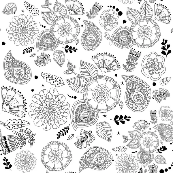 The pattern consists of a plant in black and white colors in the style of Doodle.