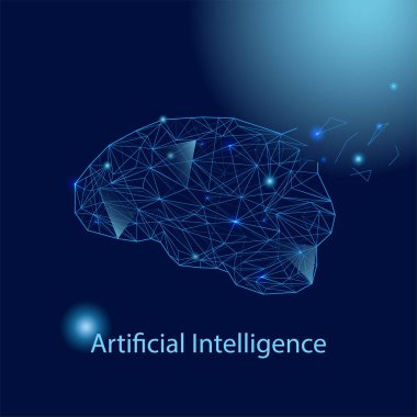 Technological brain. Abstraction in artificial intelligence. Vector background