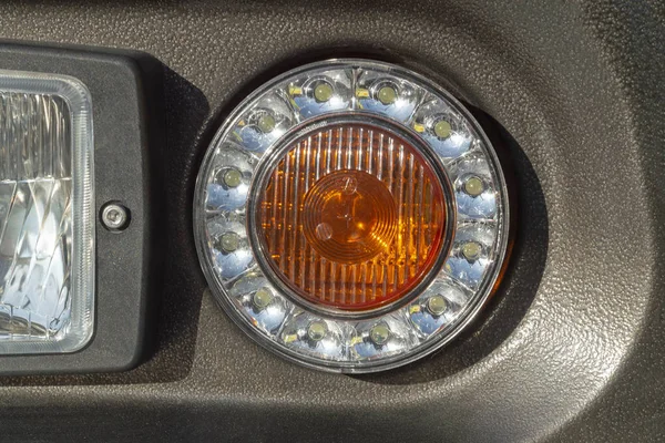 Faros Led Con Lámpara Señal Giro Integrada Fragmento Parte Delantera Imagen De Stock