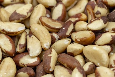 Toptan soyulmuş kaju fıstığı. Üst Görünüm.