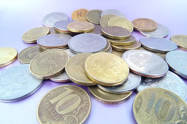 Russian Coins Front Top View Gray Background — Stock Photo, Image