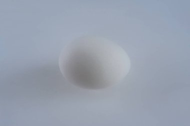 Gri arka planda yumurta beyazı. Üst görünüm