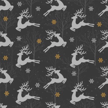 Ren geyiği geçmişi olan kusursuz bir Noel deseni ren geyiği deseni, ambalaj kağıdı, şablon dolguları, kış selamlamaları, web sayfası geçmişi, Noel ve yeni yıl tebrik kartları.