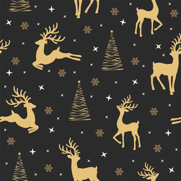 Christmas Seamless Pattern Reindeer Background Winter Pattern Reindeer Wrapping Paper — Stock Vector