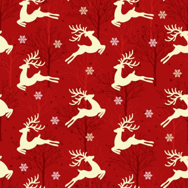 Ren geyiği geçmişi olan kusursuz bir Noel deseni ren geyiği deseni, ambalaj kağıdı, şablon dolguları, kış selamlamaları, web sayfası geçmişi, Noel ve yeni yıl tebrik kartları.