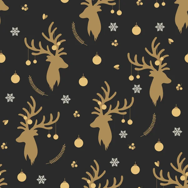 Christmas Seamless Pattern Reindeer Background Winter Pattern Reindeer Wrapping Paper — Stock Vector