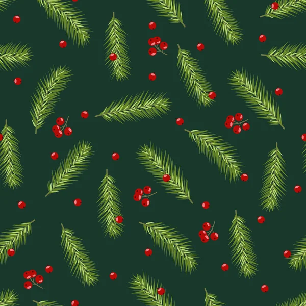Χριστούγεννα Απρόσκοπτη Μοτίβο Φόντο Πράσινο Έλατο Κλαδιά Πρότυπο Χειμώνα Χαρτί — Διανυσματικό Αρχείο