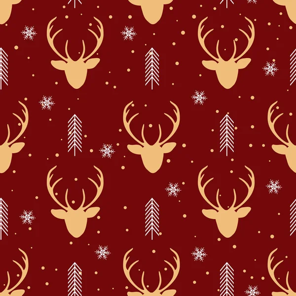 Ren geyiği geçmişi olan kusursuz bir Noel deseni geyik deseni, ambalaj kağıdı, şablon dolguları, kış selamları, web sayfası geçmişi, Noel ve yeni yıl tebrik kartları.
