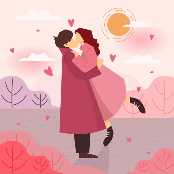 Happy Valentine Day Embraces Loving Couple Valentines Day Background Love — стоковый вектор