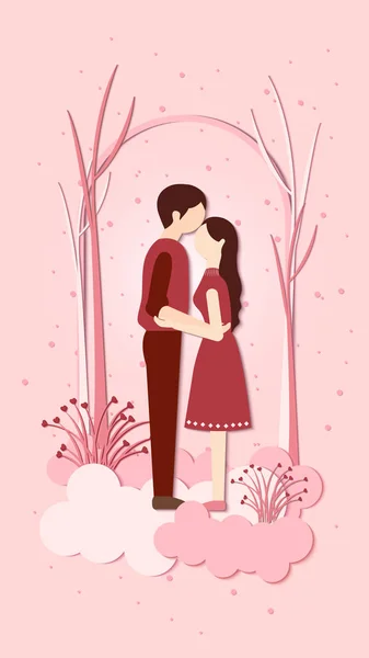 Glücklicher Valentinstag Mit Scherenschnitt Valentinstag Hintergrund Romantische Liebe Und Beziehungen — Stockvektor