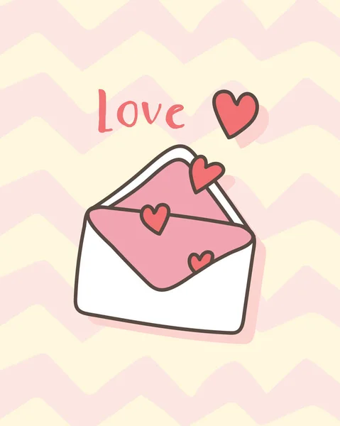 Šťastný Valentýn Růžovou Otevřenou Obálkou Srdcem Valentýnským Vyhlášením Lásky Valentýnským — Stockový vektor