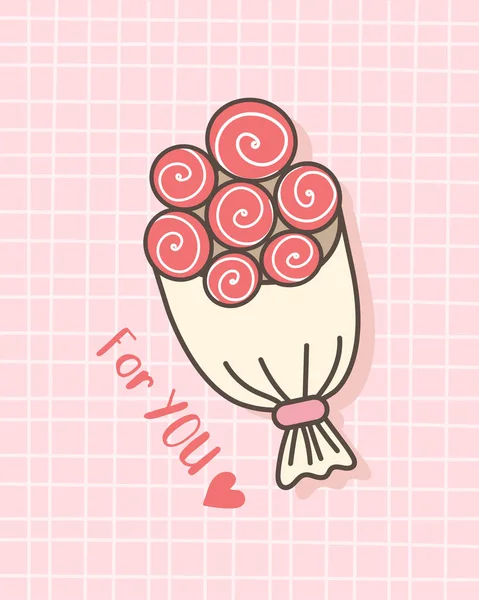 Bonne Saint Valentin Avec Bouquet Fleurs Valentines Fond Cadeau Doux — Image vectorielle