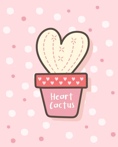 Joyeuse Saint Valentin Avec Cactus Forme Coeur Fond Saint Valentin — Image vectorielle