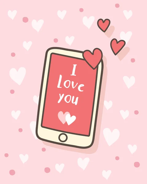 Happy Valentine Day Message Aime Sur Smartphone Fond Saint Valentin — Image vectorielle