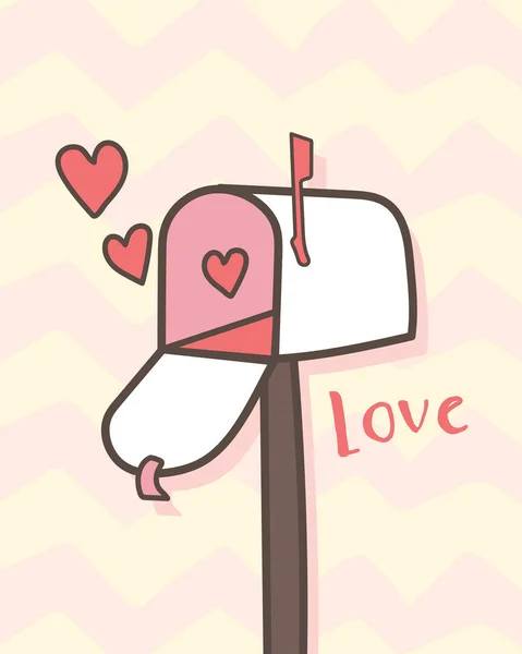 Šťastný Valentýn Otevřená Poštovní Schránka Srdcem Valentýna Poštovní Schránka Pozadí — Stockový vektor