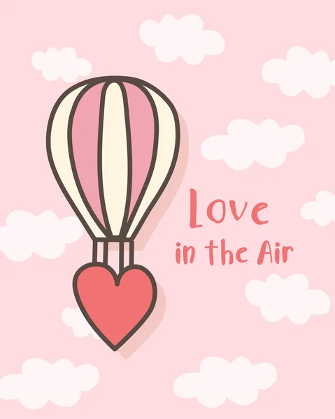 Šťastný Valentýn Horkovzdušný Balón Valentýna Pozadí Valentýna Karty Plakát — Stockový vektor