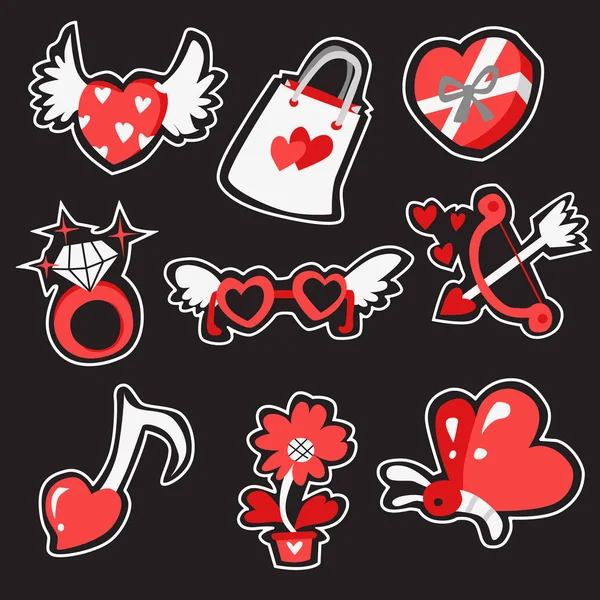 Happy Valentine Day Pack Love Stickers Valentines Labels Set — 스톡 벡터