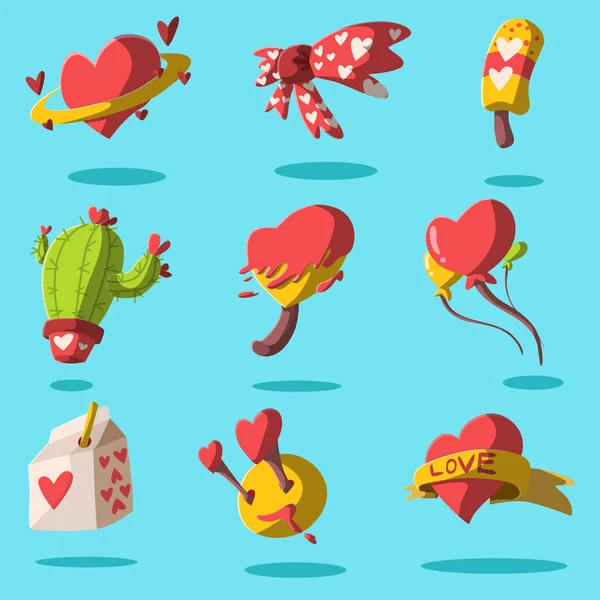 Pack Pegatinas Amor Set Etiquetas San Valentín — Vector de stock