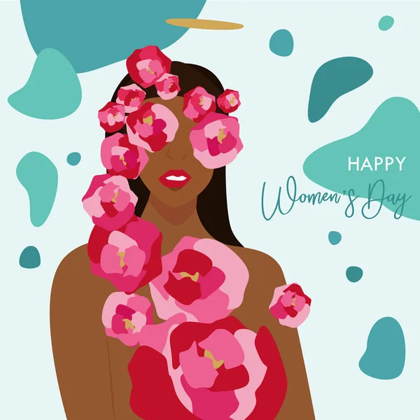 International Women Day Illustration Happy Womens Greeting Background — Stock Vector