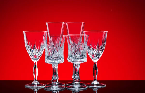 Glass Glasses Shot Studio Red Background — Stock Photo, Image