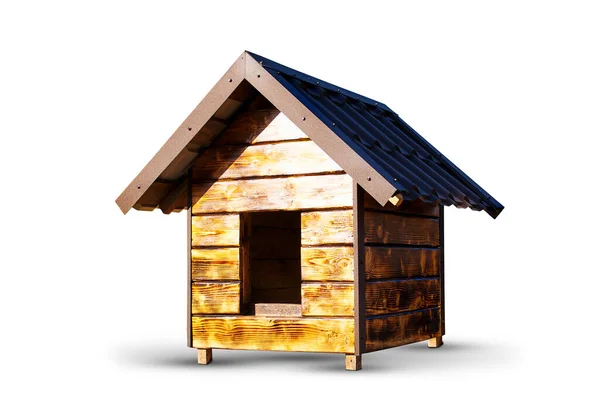 白い背景に隔離された木造の犬小屋。クローズアップショット. — ストック写真