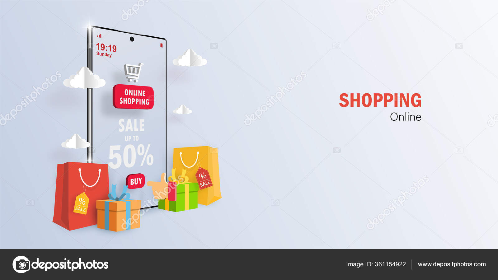 Digital Marketing Concept Online Shopping Mobile Application Banner  Background Copy Stock Vector Image by ©nutz_chotwarut #361154922