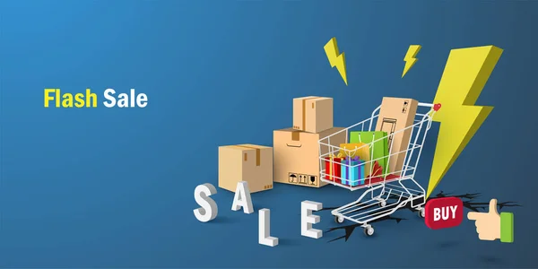 Digital Marketing Concept Flash Sale Shopping Web Banner Background Copy — Stock Vector