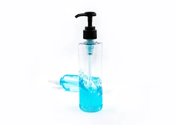 Alcohol Gel Sanitizer Hand Gel Blue Alcohol Sanitizer Gel Bottle — Stock Photo, Image