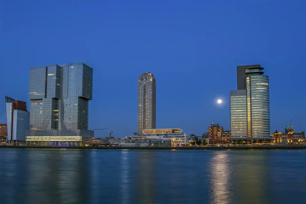 Rotterdam Olanda Rotterdam Centro Città Sera Olanda Meridionale Grattacieli Sulla — Foto Stock