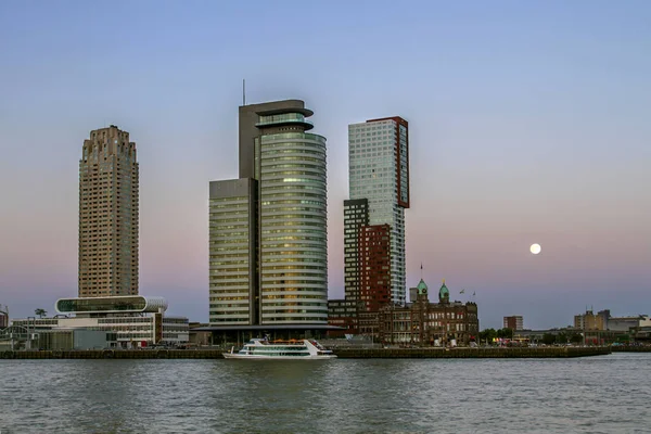 Rotterdam Olanda Rotterdam Centro Città Sera Olanda Meridionale Grattacieli Sulla — Foto Stock