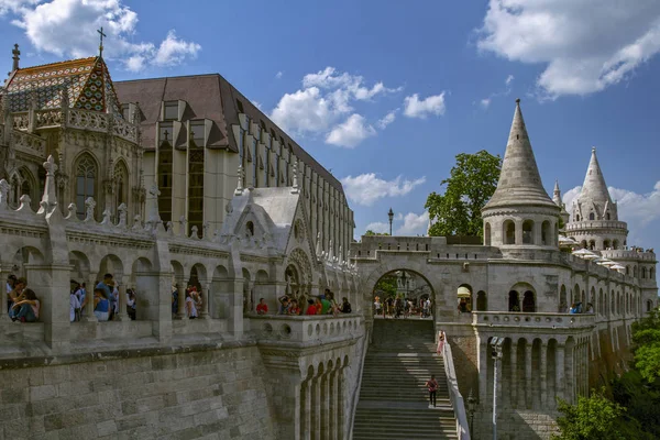 View on the Fisherman\'s Bastion in Budapest. Hungarian landmarks. The Fisherman\'s Bastion, one of the famous destinations in Hungary. Budapest.  European travel.