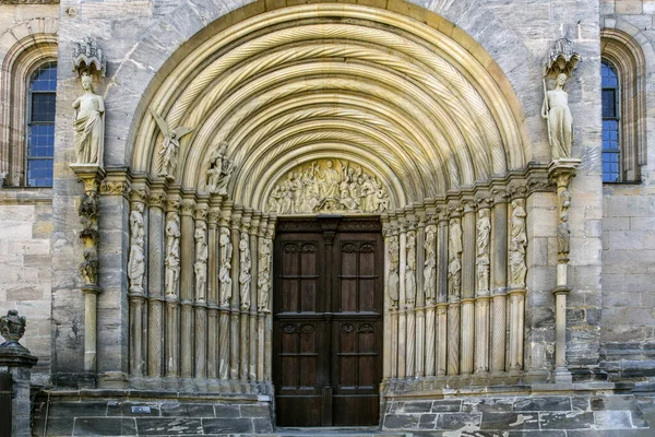 Bamberská Katedrála Petra Jiří Hlavním Bambergovým Chrámem Dekorace Mnoho Soch Stock Obrázky