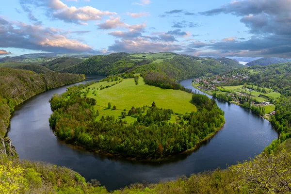 Flussschlucht Moldau Hufeisenbogen Moldau Tschechische Republik Schöne Landschaft Mit Fluss — Stockfoto