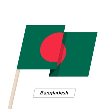 Bangladeş şerit sallayarak üzerinde izole beyaz bayrak. Vektör çizim.